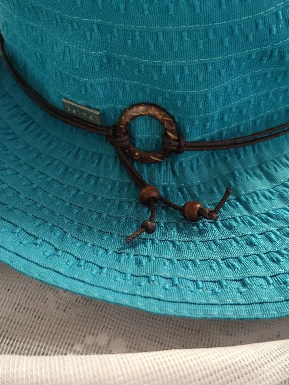 betmar Turquoise Braided-Band Wide Brim Sun Hat